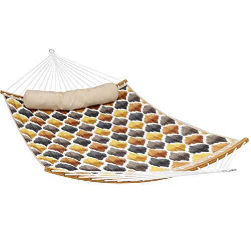 Sunnydaze Quilted 2-Person Hammock with Curved Bamboo...