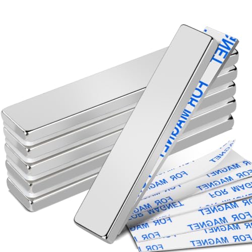 MIKEDE Neodymium Bar Magnets with Adhesive Backing for Fridge 6Pcs