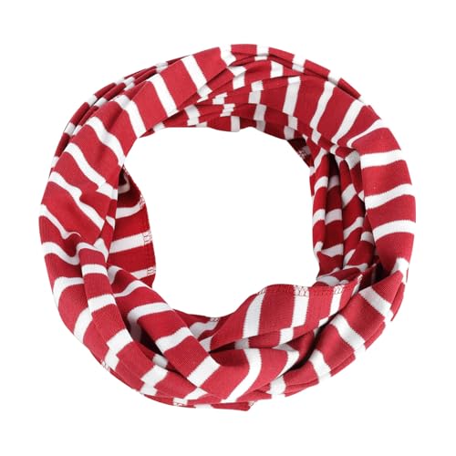 modAS Unisex Loopschal einlagig mit Streifen - Gestreifter Rundschal aus Baumwolle in Rot-Weiß