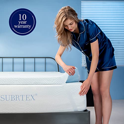 Subrtex 2 Inch Gel-Infused Memory Foam Bed Mattress Topper High Density Cooling Pad Removable Fitted Bamboo Cover Ventilated Design-10 Years Warranty (Queen) #TOP5