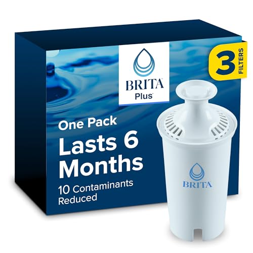 Image of Brita Plus Water Filter, BPA-Free, High-Density Replacement Filter for Pitchers and Dispensers, Reduces 2x Contaminants*, Lasts Two Months or 40 Gallons, Includes 3 Filters