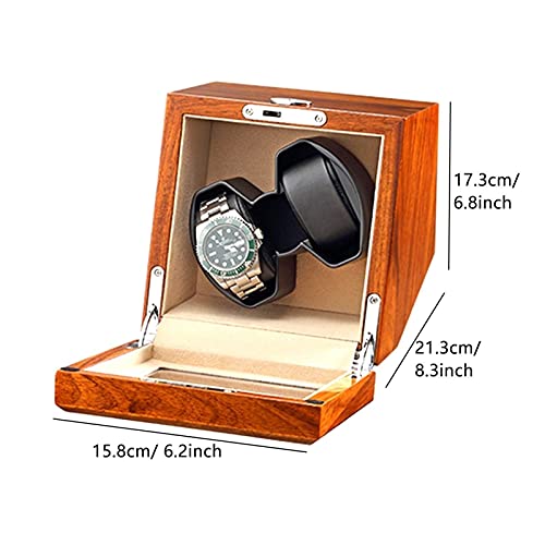 Caja giratoria de madera de lujo para relojes automáticos con cristal 6