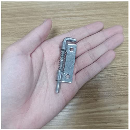 Dghaop 4Pcs 304 Stainless Steel Flat Pin Hinge Spring Latch M Size (With Hole) Right Direction (With Screws) Door Cabinet Hinges Hardware #TOP4