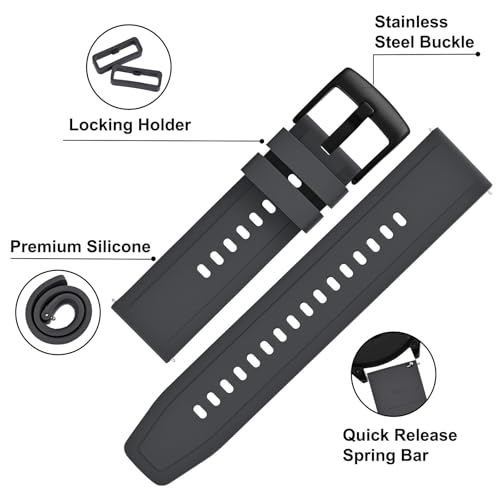 BISONSTRAP Flexibles Uhrenarmband 18mm 20mm 22mm 24mm Silikon, Uhrenarmbänder für Herren und Damen, Schnellverschluss Ersatzbänder Armband – Bild 5