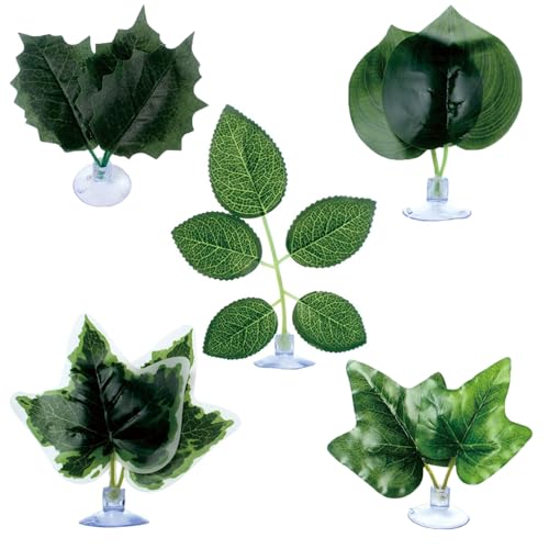 BNOSDM 5PCS Small Plants for Reptiles, 3-5in, Fake Terrarium Plant