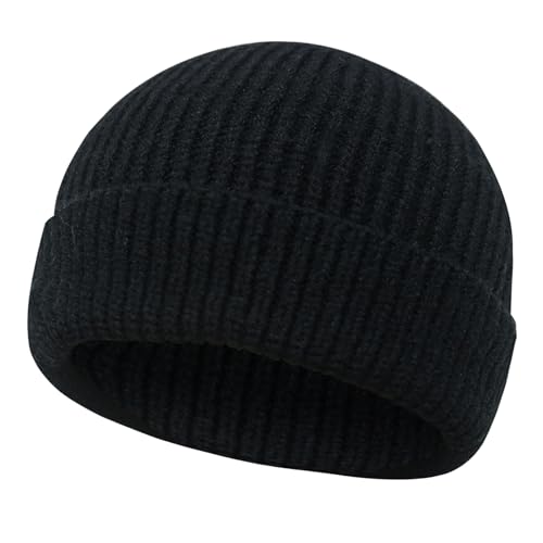 Image of PFFY Trawler Short Fisherman Beanie Roll-up Edge Knit Cuff Beanies Winter Hats for Men Women
