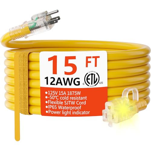 HUANCHAIN 12/3 Gauge Heavy Duty Outdoor Extension Cord