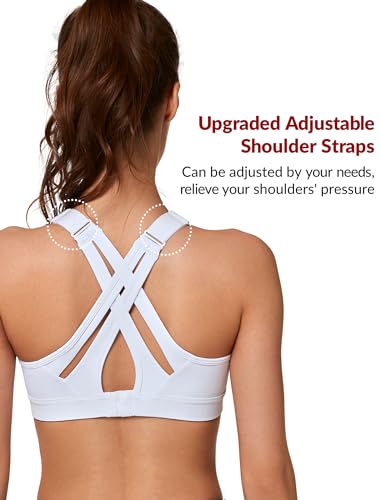 Image of Yvette Women's High Impact Sports Bra for Running | High Support, No Bounce, Large Bust, Pickleball, Gym Workout, Adjustable Straps, Crisscross Back, Wireless, Sewn in Pads