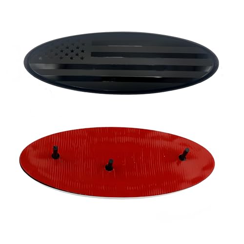 Image of 1 Pack Compatible for 2004-2014 F150 Front Grille Rear Tailgate Emblem, 9 inch Black Oval American Flag Emblem Fits 11-14 Edge, 11-16 Explorer, 06-11 Ranger, 07-14 Expedition
