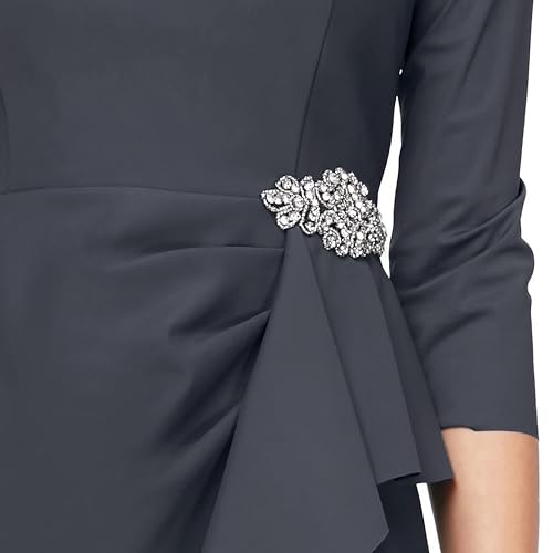 Image of Alex Evenings Women's Slimming Short Sheath 3 /4 Sleeve Cocktail Dress, Wedding Guest
