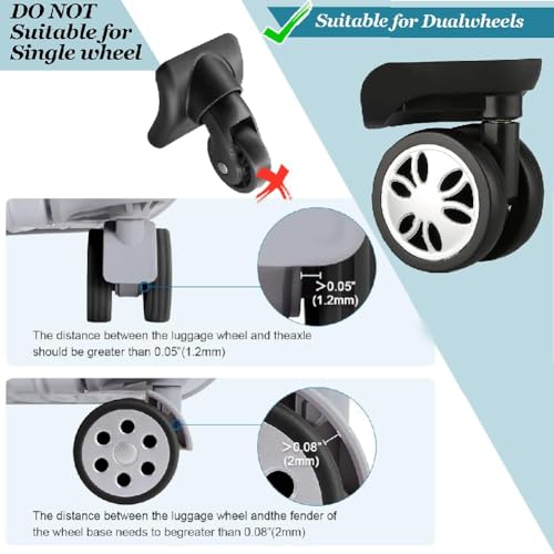 Image of Suitcase Wheel Cover Set of 8 Piece- Noise Reduction, Anti Scratch & Shock Absorption Silicone Protector Fits Most Trolley Luggage Bag & Office Chair