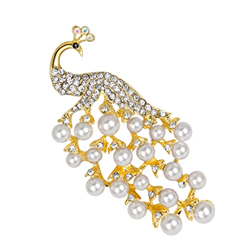 Broche paon de corsage avec perle blanche, un bijou de haute qualité