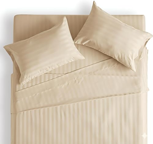 Image of Filymore Stripe Cream Pillow Covers Set of 2 Covers| Made with Pure Microfiber Soft & Skin Friendly Pillow Cases | Size (17 x 27 inch (Cream).