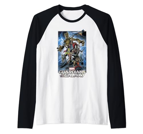T-shirt Marvel Guardians Of The Galaxy Logo Poster Haut Manches Raglan pour Fan de Comics