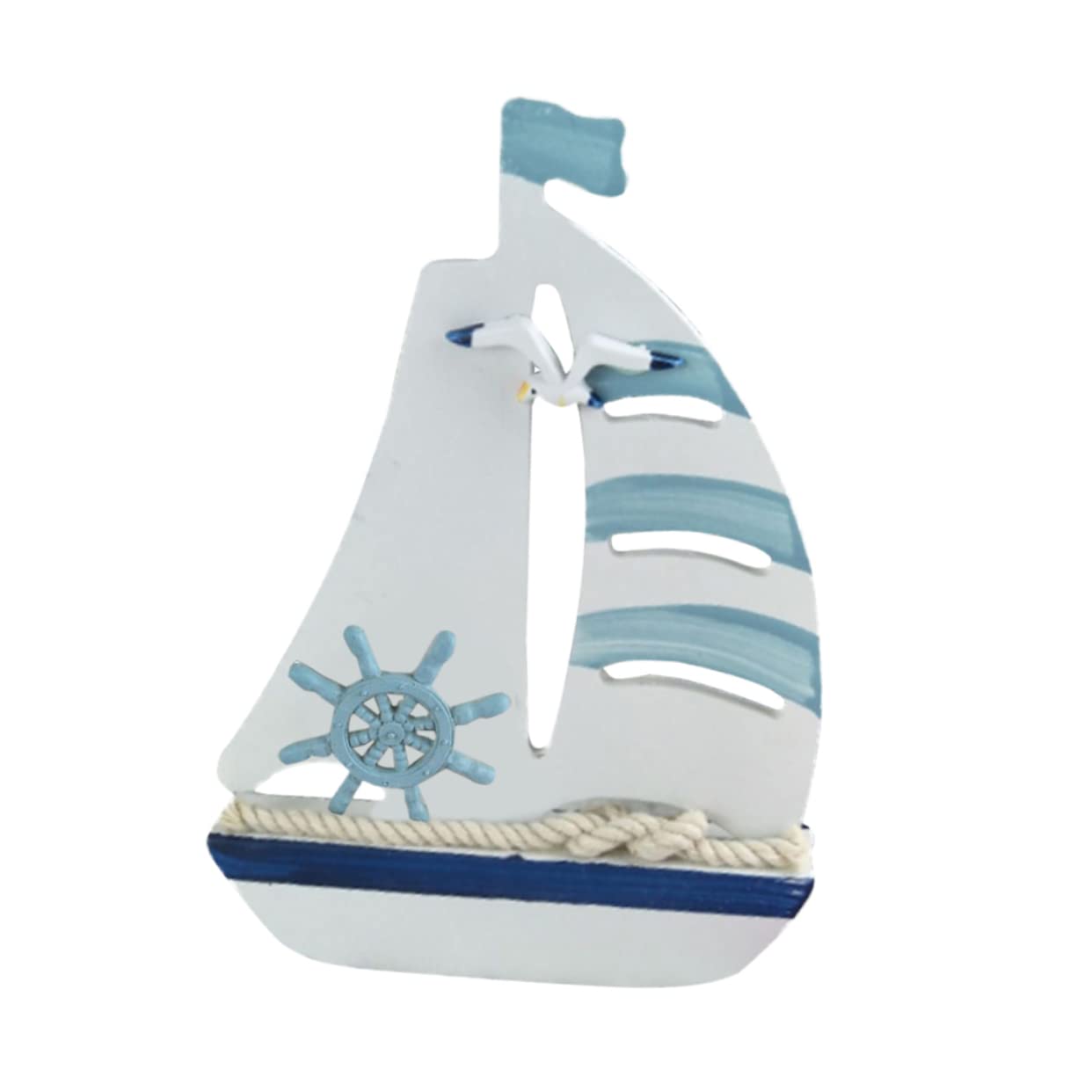 SEWACC Solid Wood Sailboat Ornaments Nautical Home Decor Ocean Room Decor Model Boat