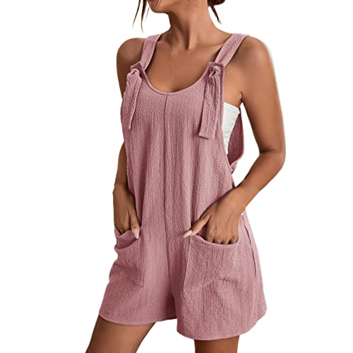 YWLINK Peto corto para mujer, pantalones vaqueros para mujer, mono corto de verano, de una pieza, sexy, mono vaquero, con tirantes, falda vaquera, minifalda, ropa de calle, B-rosa., XL