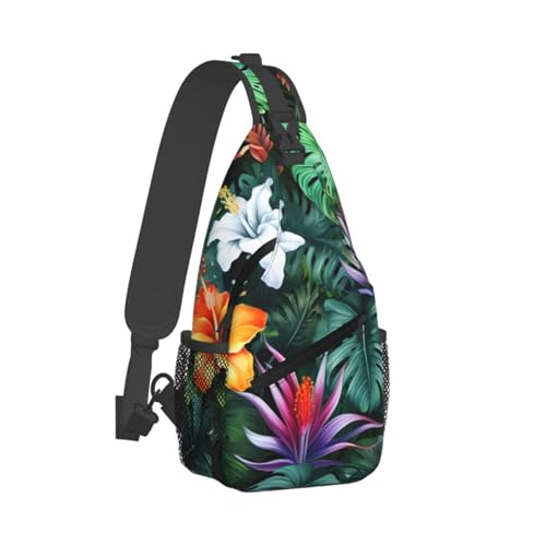 Bolso bandolera con estampado planta fucsia liviano ajustable miniatura 2