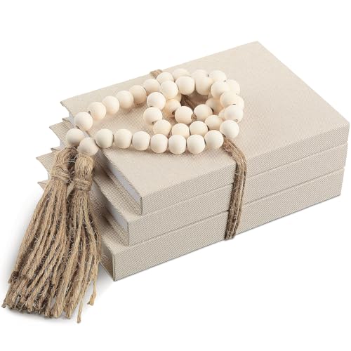 GlikCeil Linen Covered Decorative Books, Set of 3, Coffee Table