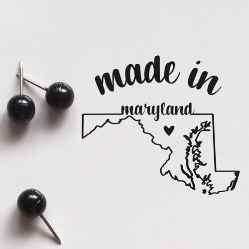 Large Made with Love in Maryland Rubber Stamp - 1-5/8 Size, Crafters and Makers, Made in Maryland Stamp, Made in MD Stamp, Handcrafted for Local Artisans, Handmade with Love, Stamp for Tags