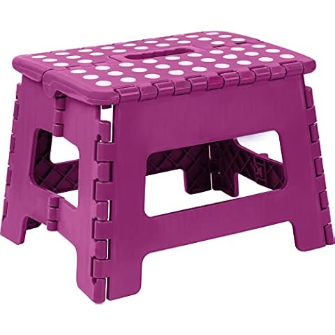 Utopia Home Faltbarer Tritthocker für Kinder - Leichter klappbarer Tritthocker aus Kunststoff für Küche, Bad und Wohnzimmer - 27,9 cm breit und 20,3 cm hoch - hält bis zu 300 lbs (1er-Pack, Violett) Cover