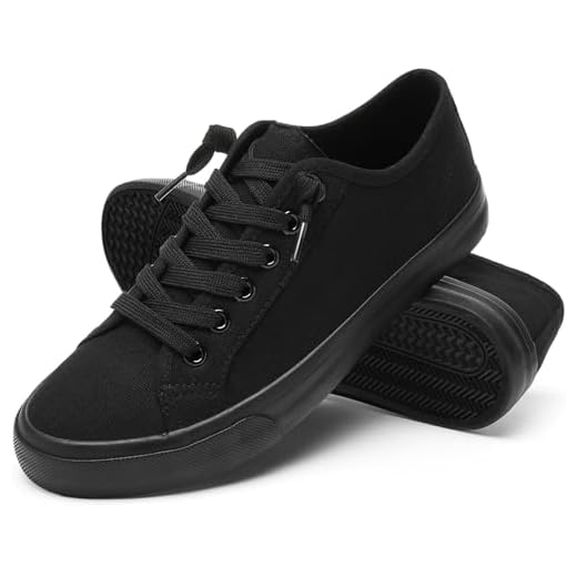 Women Canvas Sneaker Slip On Non Slip Casual Shoes Lace Up Canvas Low Top White Shoes Loafers for Women Fashion Black Sneaker