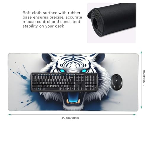 Tapis de souris de jeu haute précision tigre bleu aux bords cousus