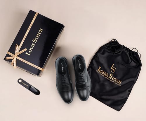Image of LOUIS STITCH Jet Black Lightweight Derby Shoe | Formal Shoes for Men | LSFXCTJB | UK-7