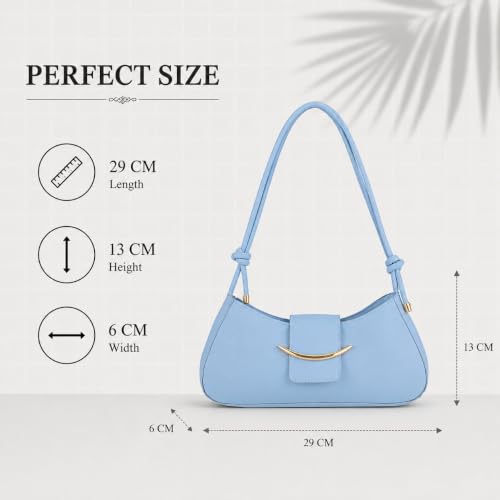 Image of SANTORINI Women's PU Leather Hobo Shoulder Bag | Stylish Baguette Purse with Magnetic Flap & Zip Closure | Handbag with Single Compartment.
