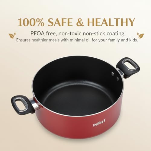 Image of Nolta PS Biryani Pot (10L) ISI Certified Induction Cookware, 1yr Replace-Guarantee, PFOA-Free Non-Toxic Durable Non-Stick Coating Biriyani Handi (32cm, Maroon)