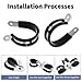 FOCMKEAS 10 Pcs Cushioned Insulated Metal Clamps 22 mm丨7/8 Stainless Steel R-type Cable Clamps for Pipe, Line, air hose holder, Hoses Bracket, Tube Holder 6mm Rubber Tube Clip