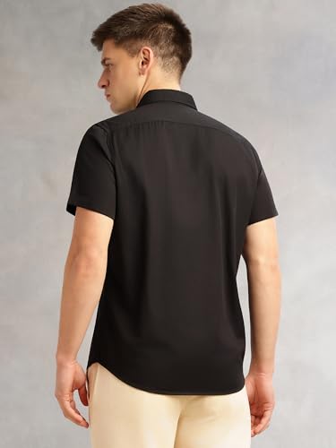 Image of Thomas Scott Men's Premium Slim Fit Casual Shirt | 100% Cotton Twill | Short Sleeves | Spread Collar | Solid Smart Casual Shirt for Men
