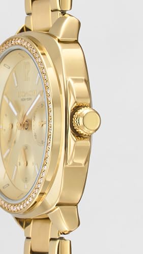 Image of Coach Kitt Qtz Multifunction Gold Tonneau Dial Women's Watch|Ionic Plated Thin Gold Steel Material|Gold Color Band - 14504393