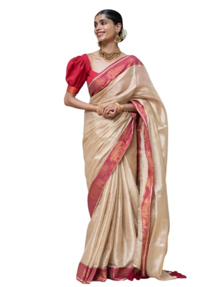 Silk Saree for Women – Beige & Maroon Traditional Saree with Rich Border bulspis-image-37