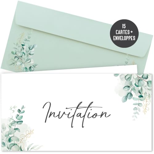 Things of Happiness 15 Cartes d'invitation avec enveloppes pour mariage, anniversaire, baptême |...