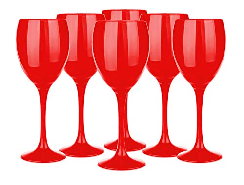 Pack of 6 Wine Glasses Set of 6 300 ml Red Rainbow Color Wine Glass
