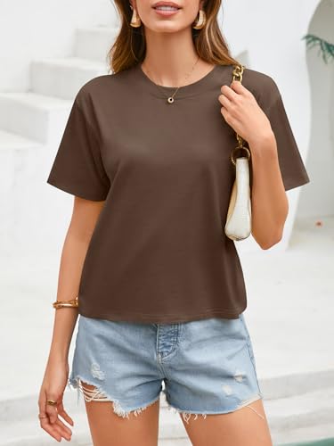 Image of UNCLECAT Womens Short Sleeve Crop Tops Summer Basic Cropped T Shirts | Workout,Casual,Crew Neck Tee,Boxy Loose Fit,Cotton Trendy Clothes
