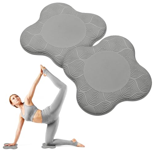 Image of Yoga Knee Pads Set of 2 - Extra Soft Non-Slip Yoga Knee Pad Cushion for Knees Elbows Wrists - Pilates & Workout Knee Pads for Floor Exercises, Kneeling, Stretching, Fitness, Gray