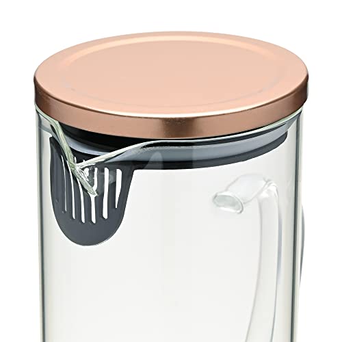 Mimo Style Jarra de Vidro Borossilicato Com Alça e Tampa Hermética Bronze Removível em Silicone e Aç