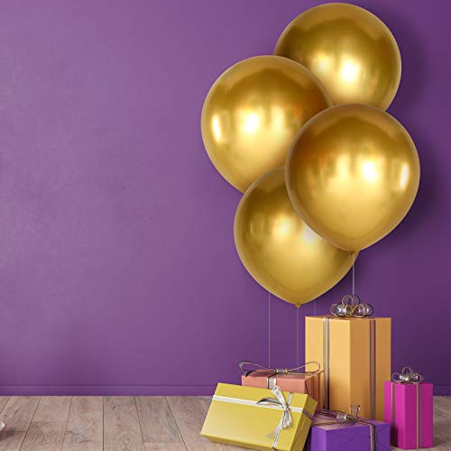 SKYLETY 10 Pieces 18 Inch Metallic Balloons Shiny Latex Balloons for Birthday Wedding Party Decoration (Gold) - Image 7