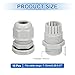 MECCANIXITY 10 Pcs PG13.5 Cable Glands Adjustable 7-12mm PA6 Nylon IP68 Waterproof Connectors with Seals Anti-Corrosion for Industrial/Outdoor Electrical Systems (White)