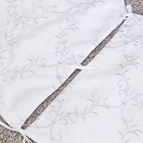 Homey-COZY-56-inch-Large-Christmas-Tree-SkirtWhite-and-Silver-Floral-Vine-Luxury-Embroidered-Velvet-Christmas-Decoration-Holiday-Wreath Homey COZY 56 inch Large Christmas Tree SkirtWhite and Silver Floral Vine Luxury Embroidered Velvet Christmas Decoration Holiday Wreath