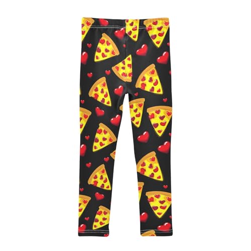 Food Pizza Red Heart Girls Leggings Soft Stretch Workout Yoga Dance Pants for Kids Casual Tights2