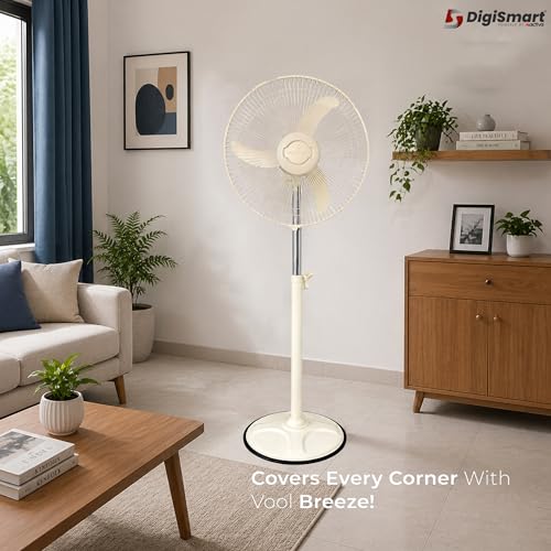 Image of DIGISMART 400mm High Speed Bullet Fan | 2400 RPM Pedestal /Farrata Fan for Home | Adjustable Height | X-Flow Technology | Aerodynamic Blades | Mark-2 Speed Regulator | 1 Year Warranty