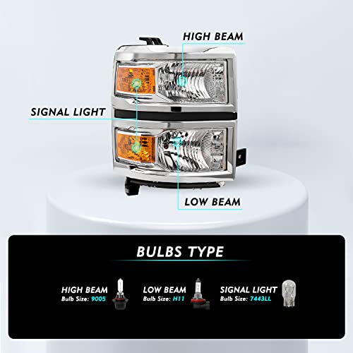 Image of TUSDAR Headlight Assembly for 2014 2015 Chevy Silverado 1500