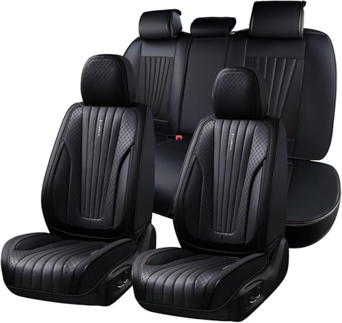 Image of FLORICH Car Seat Covers, Premium Leatherette Car Seat Cushions Full Set, Black Seat Covers for Cars Front Seats and Back, Automotive Seat Protectors Universal Fit for Most Sedans Cars SUV Trucks