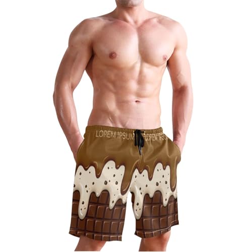 Beach Board Shorts Rich Chocolate Men's Swim Trunks Swimwear Casual Athletic Sport Short Ice Cream and Cookie4