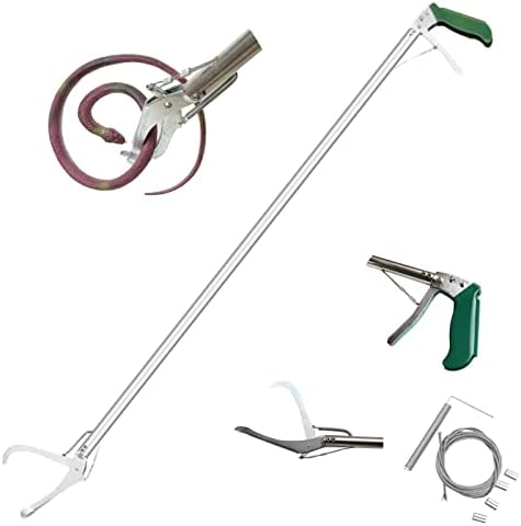 Iswawo 47" Snake Tongs Extra Heavy Duty Reptile Grabber Catcher Wide Jaw Handling Tool with Lock Aluminum Alloy Stick for Rattle Snake Mouse