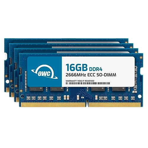Image of OWC 64GB (4x16GB) Compatible with Synology D4ECSO-2666-16G, D4ES01-16G | DDR4 2666MHz ECC Unbuff SODIMM 2Rx8 1.2V Memory for NAS DiskStation, RackStation, FlashStation, & NVR DVA | 64GB (4x16GB) PC4-21300 DDR4 2666MHz ECC Unbuff 2Rx8 CL19 260-pin SODIMM, Also Replaces Synology D4ES01-16G