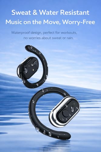 Image of W300 OWS Open Ear Wireless Earbuds with Display, ENC Mic for Crystal-Clear Calls, 60hr Playtime with Type-C Fast Charging, BT5.4 Gaming Bluetooth Earphones, Touch Control Sports Headphone. Black