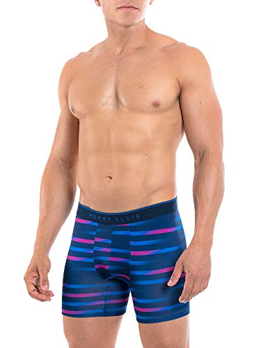Perry Ellis Mens Contour Pouch Microfiber Boxer Brief, Navy/Blue, Small #TOP12